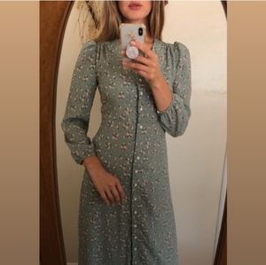 Puff Sleeve Fall Floral Midi Dress!